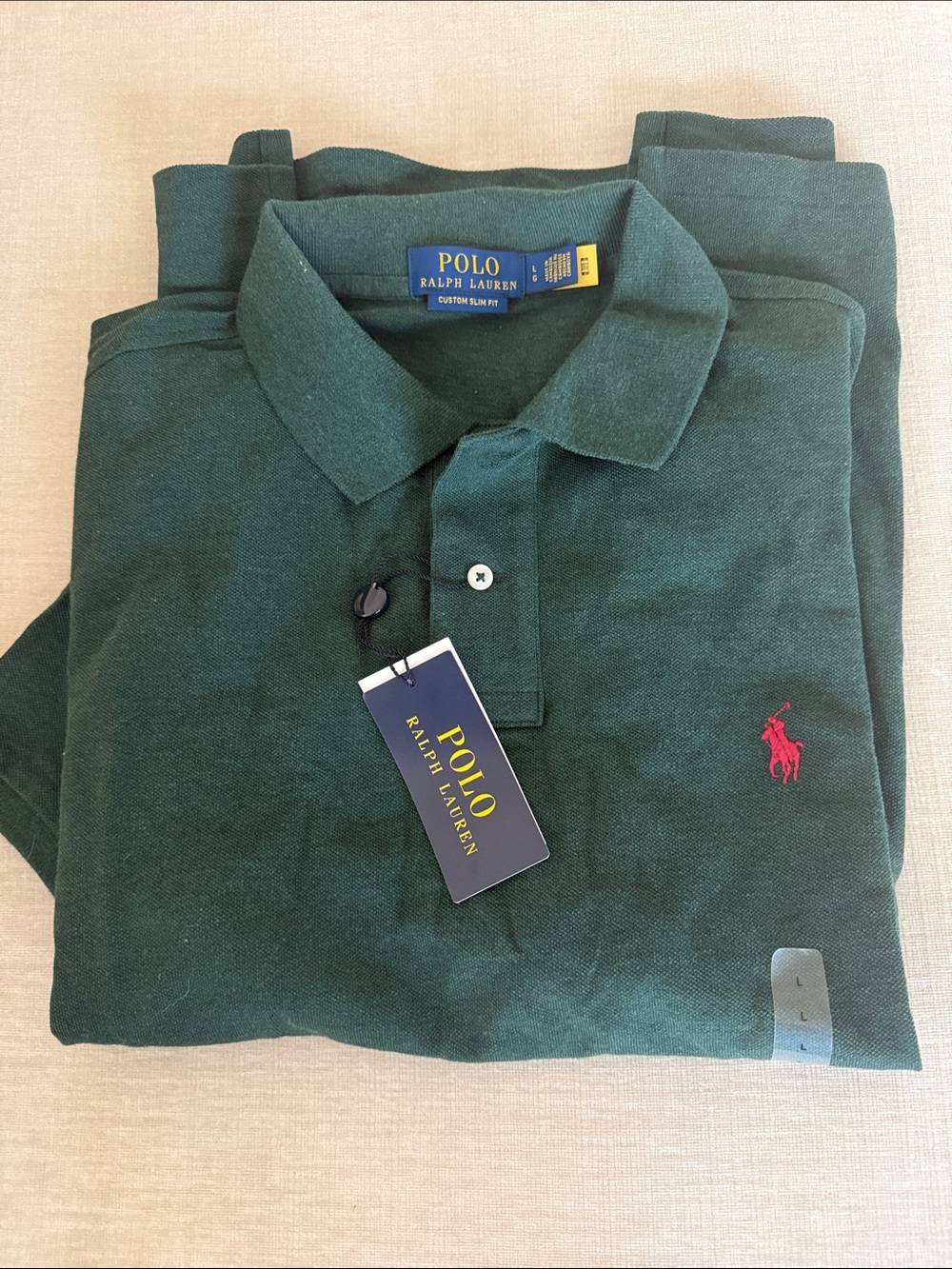 Polo by Ralph Lauren Men's Dark Green Polo with Red Pony